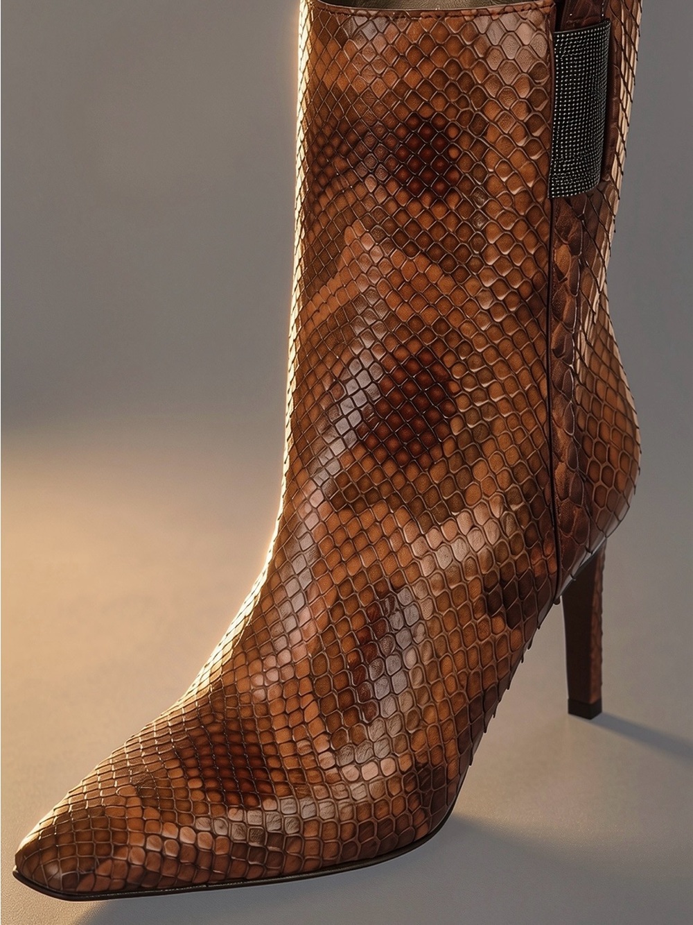 Brunello Cucinelli Real Python Mid-Calf Boots Semi Pointy Ankle Boots